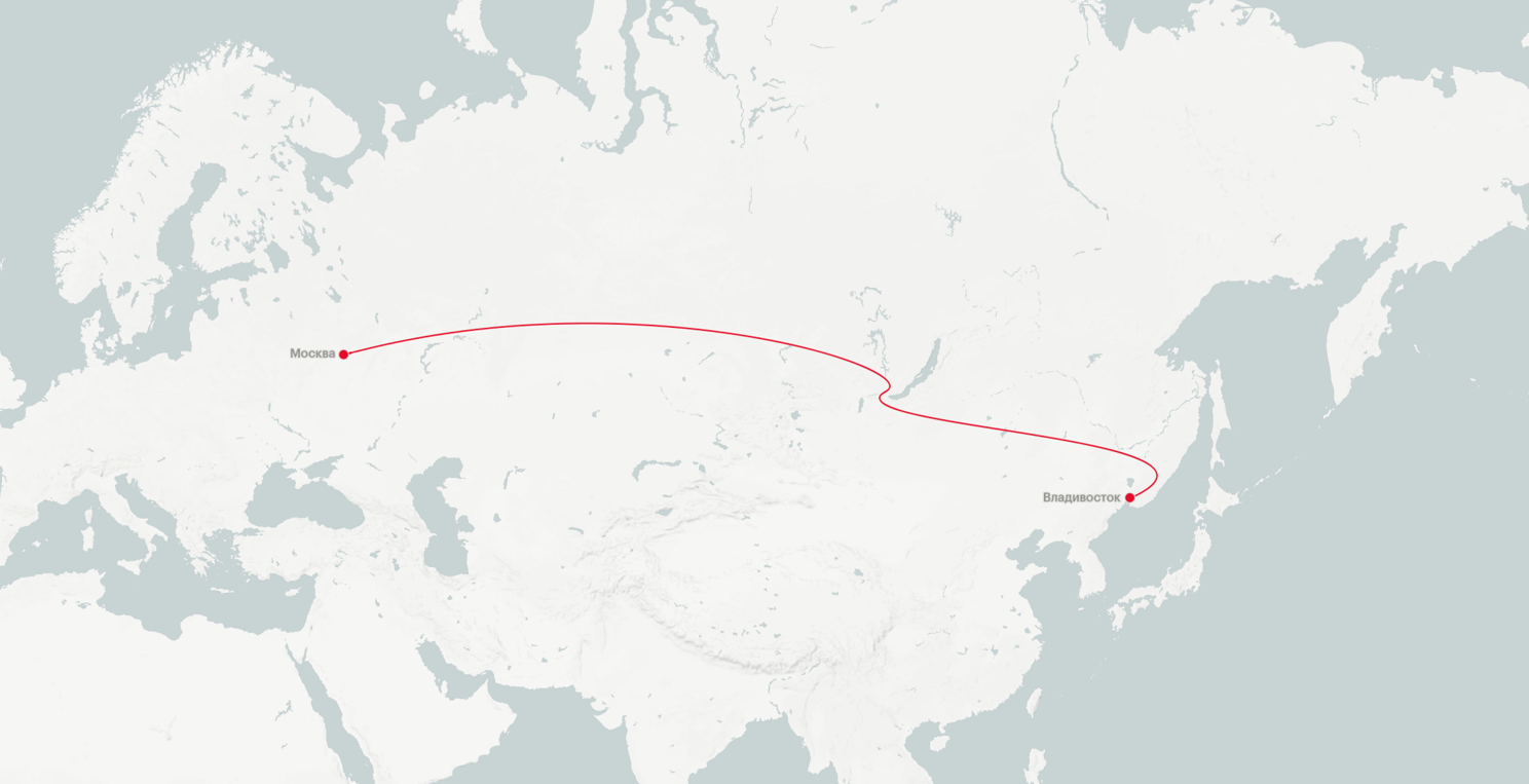 Железнодорожный маршрут Москва - Владивосток